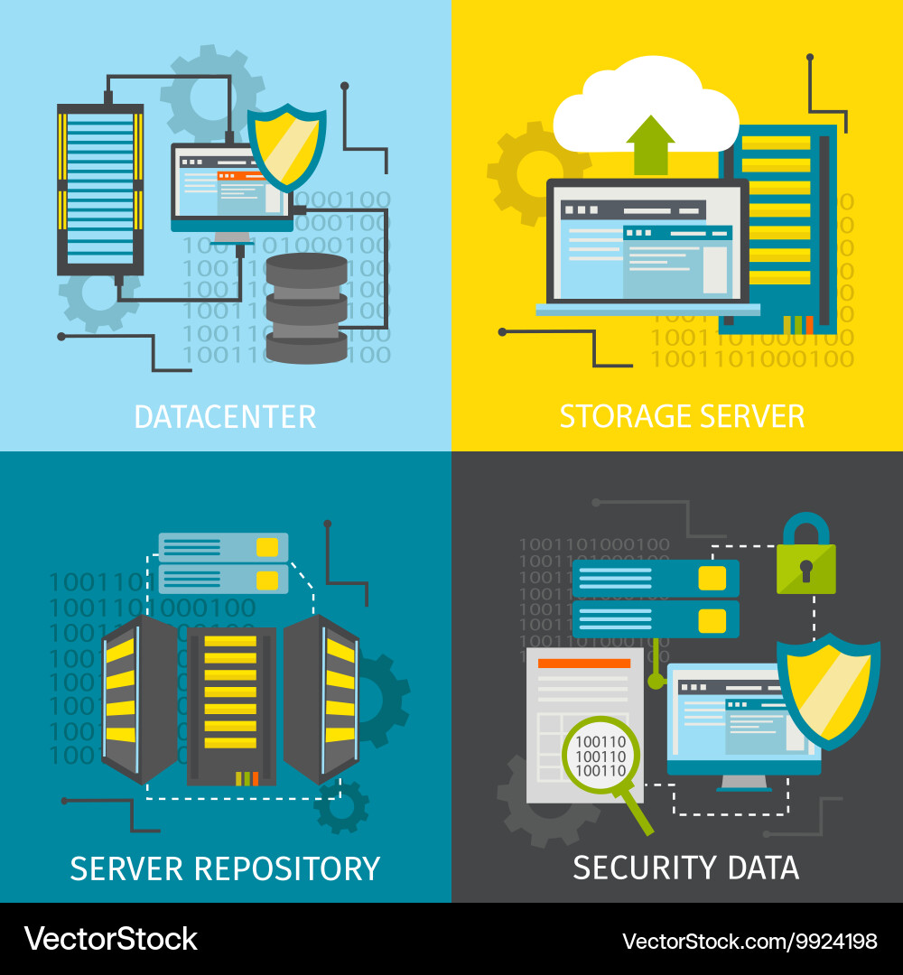 Square datacenter icon set vector image