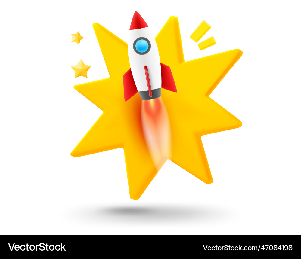 Start up concept with explosion effect 3d mobile vector image
