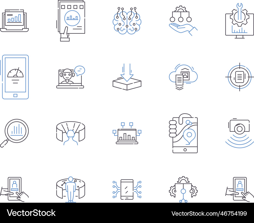 Automation and high tech outline icons collection Automation and high tech outline icons collection vector image