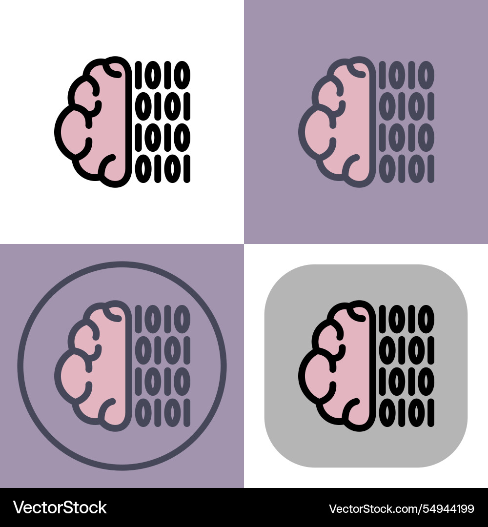 Binary code brain symbol - artificial vector image