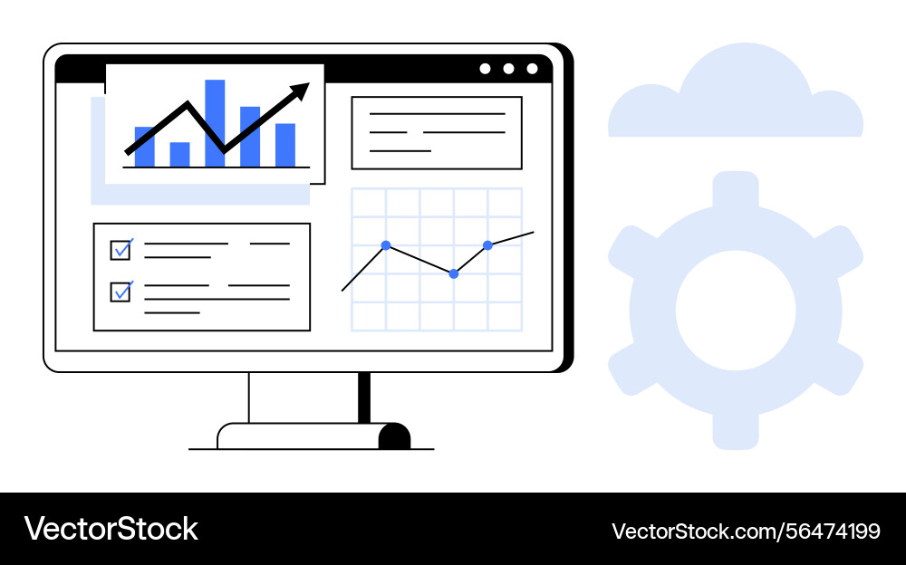 Data analytics dashboard with graphs and cloud Data analytics dashboard with graphs and cloud vector image