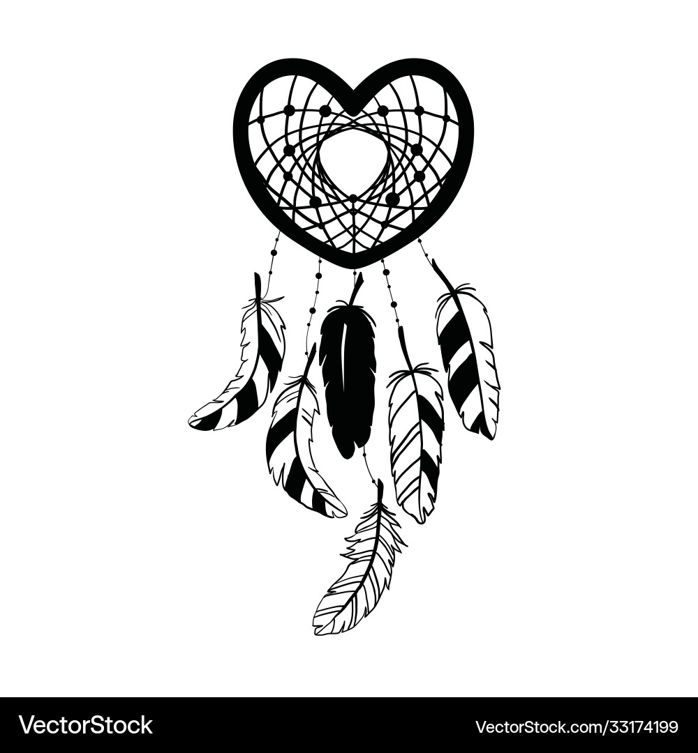 Dream catcher decorated with feathers and beads Dream catcher decorated with feathers and beads vector image