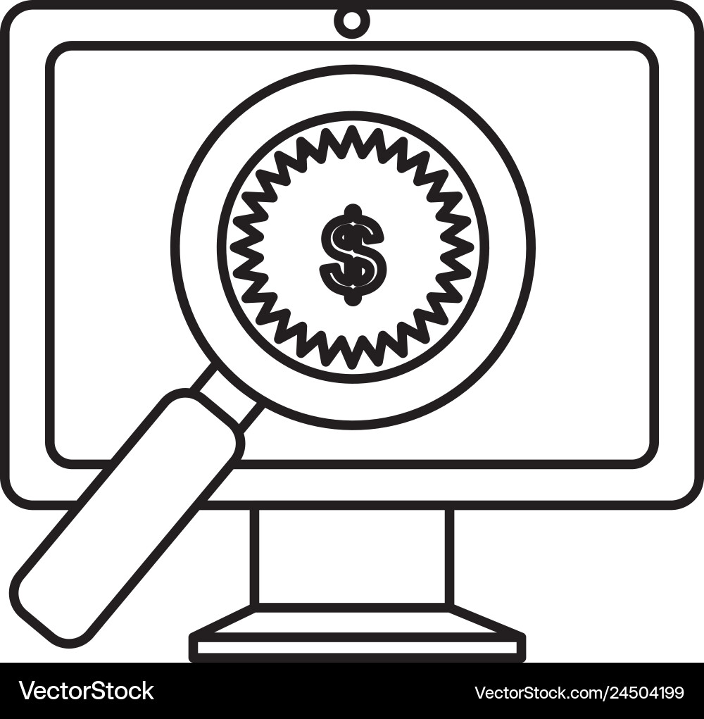 Electronic commerce with monitor computer Electronic commerce with monitor computer vector image