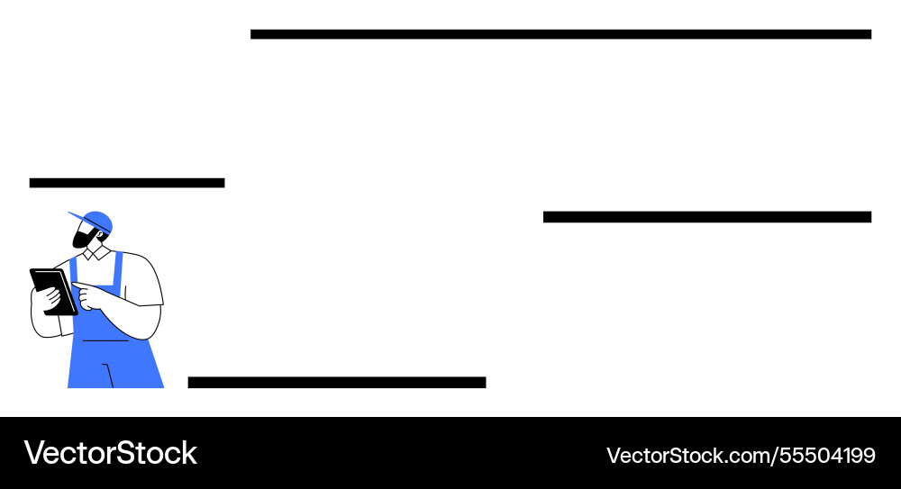 Factory worker checking tablet with horizontal Factory worker checking tablet with horizontal vector image
