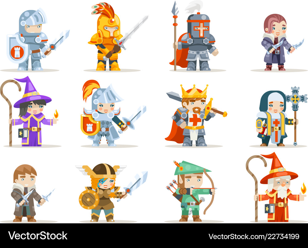 Fantasy set rpg game heroes character icons vector image