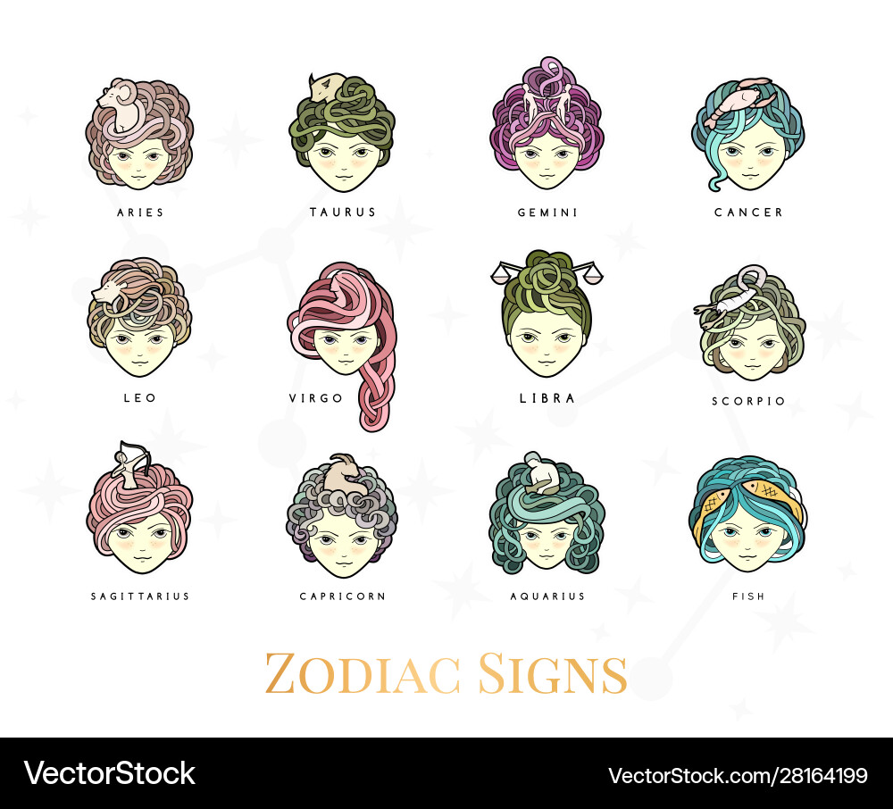 Girls and zodiac signs Girls and zodiac signs vector image