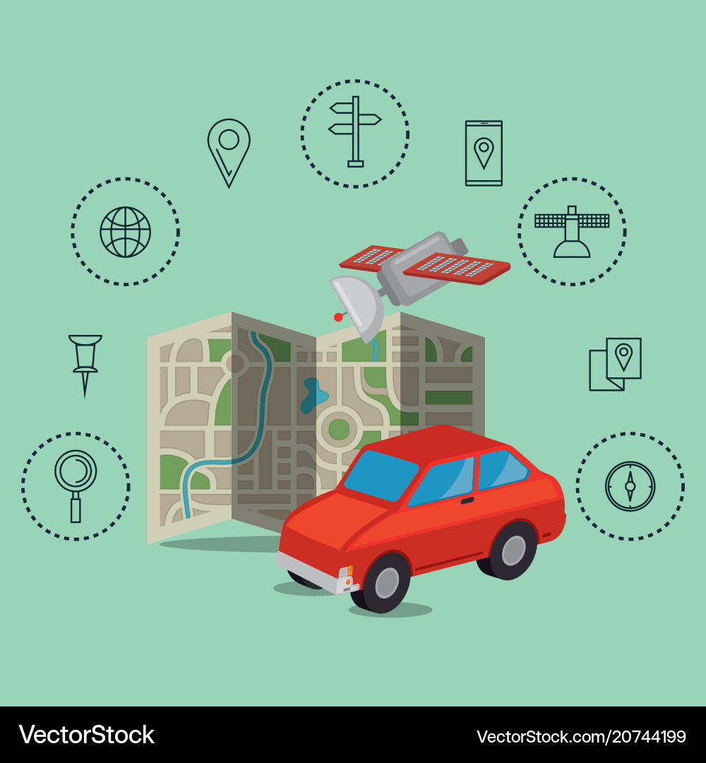 Gps navigation set icons Gps navigation set icons vector image