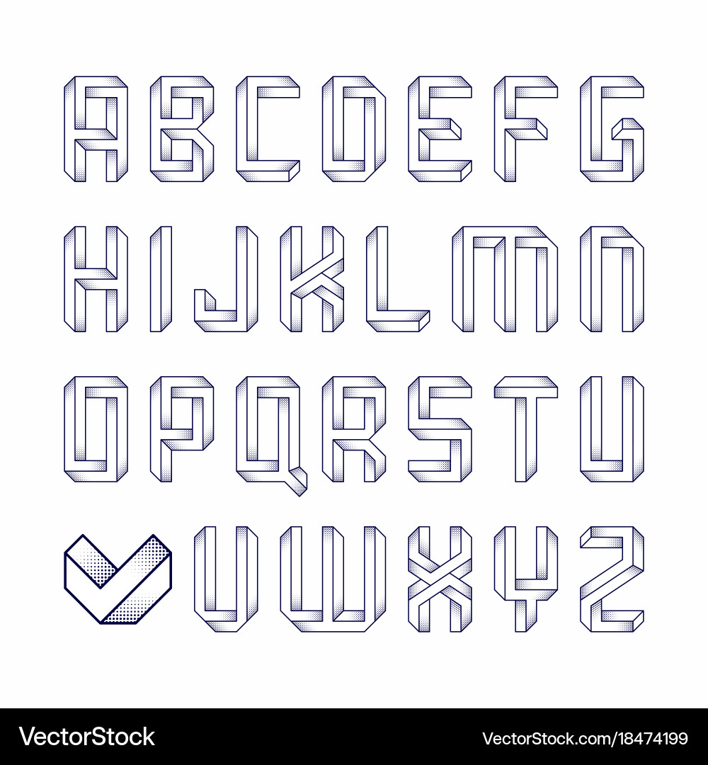 Impossible shape font vector image