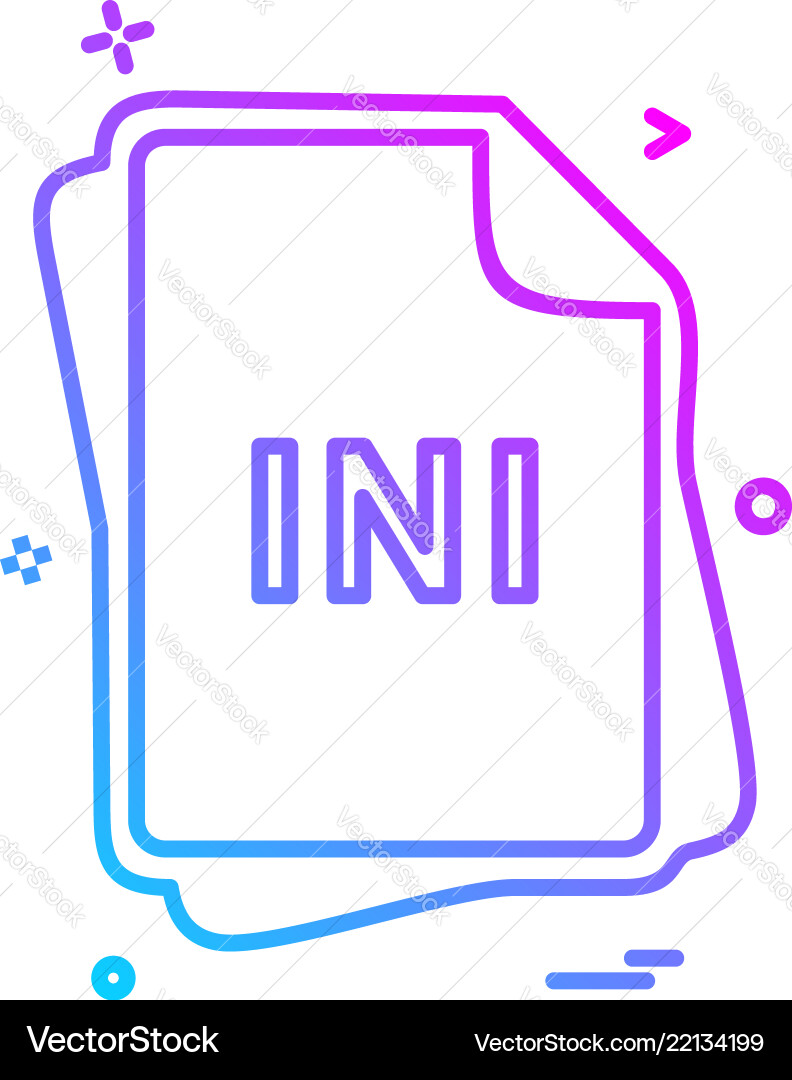 Ini file type icon design Ini file type icon design vector image