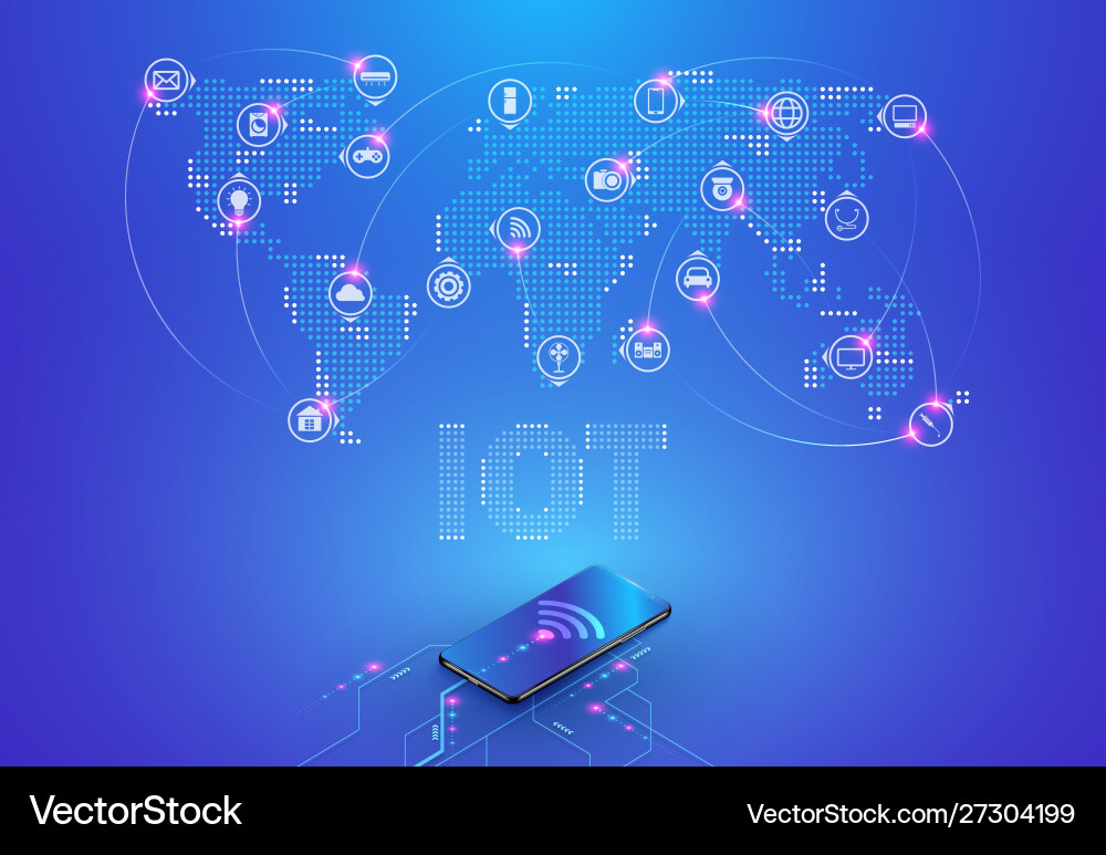 Iot internet things and network connection Iot internet things and network connection vector image
