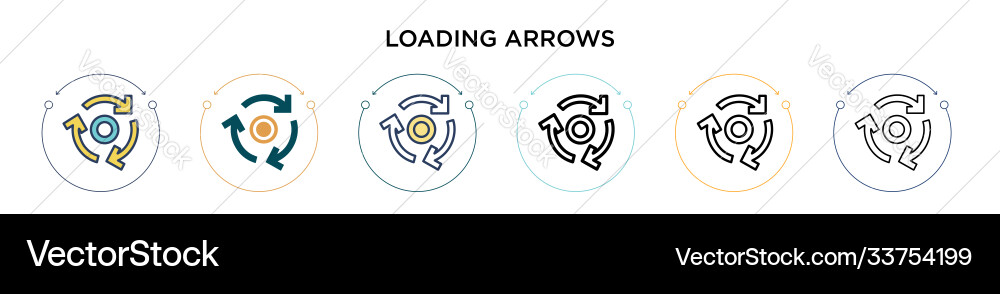 Loading arrows icon in filled thin line outline vector image