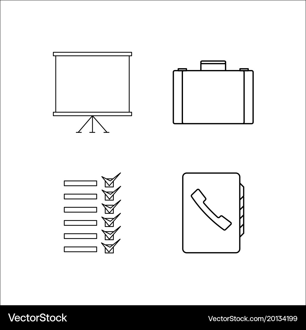 Office simple linear icon setsimple outline icons vector image
