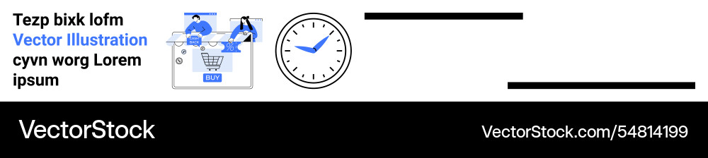 Online shopping concept with robot and clock Vector Image
