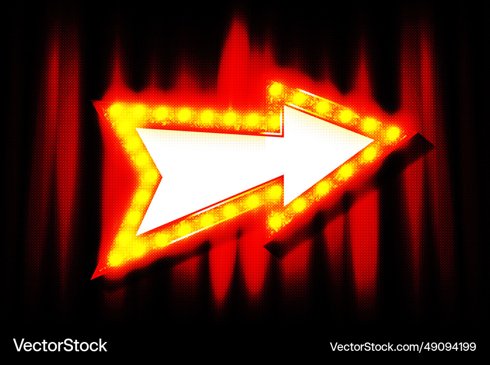 Pointer is an arrow with retro-style light bulbs Pointer is an arrow with retro-style light bulbs vector image