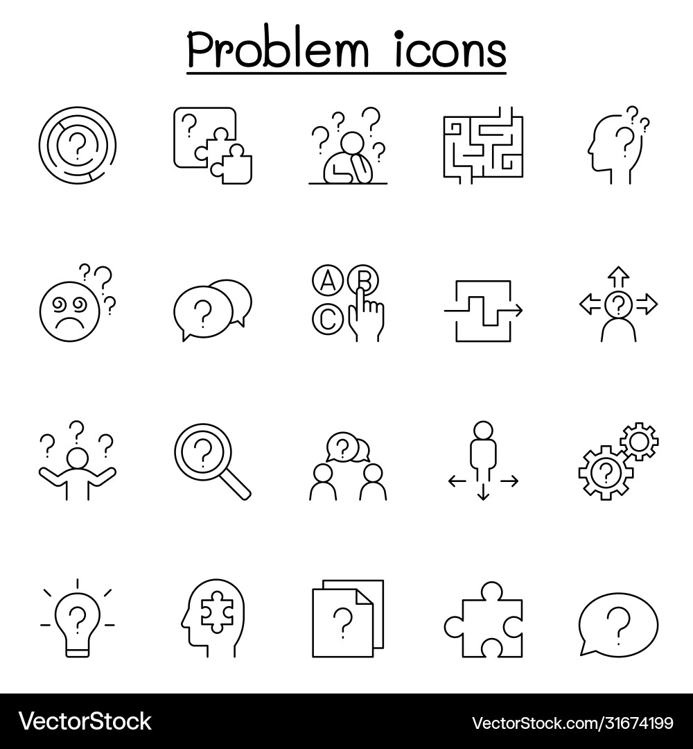Problem question icons set in thin line style Problem question icons set in thin line style vector image