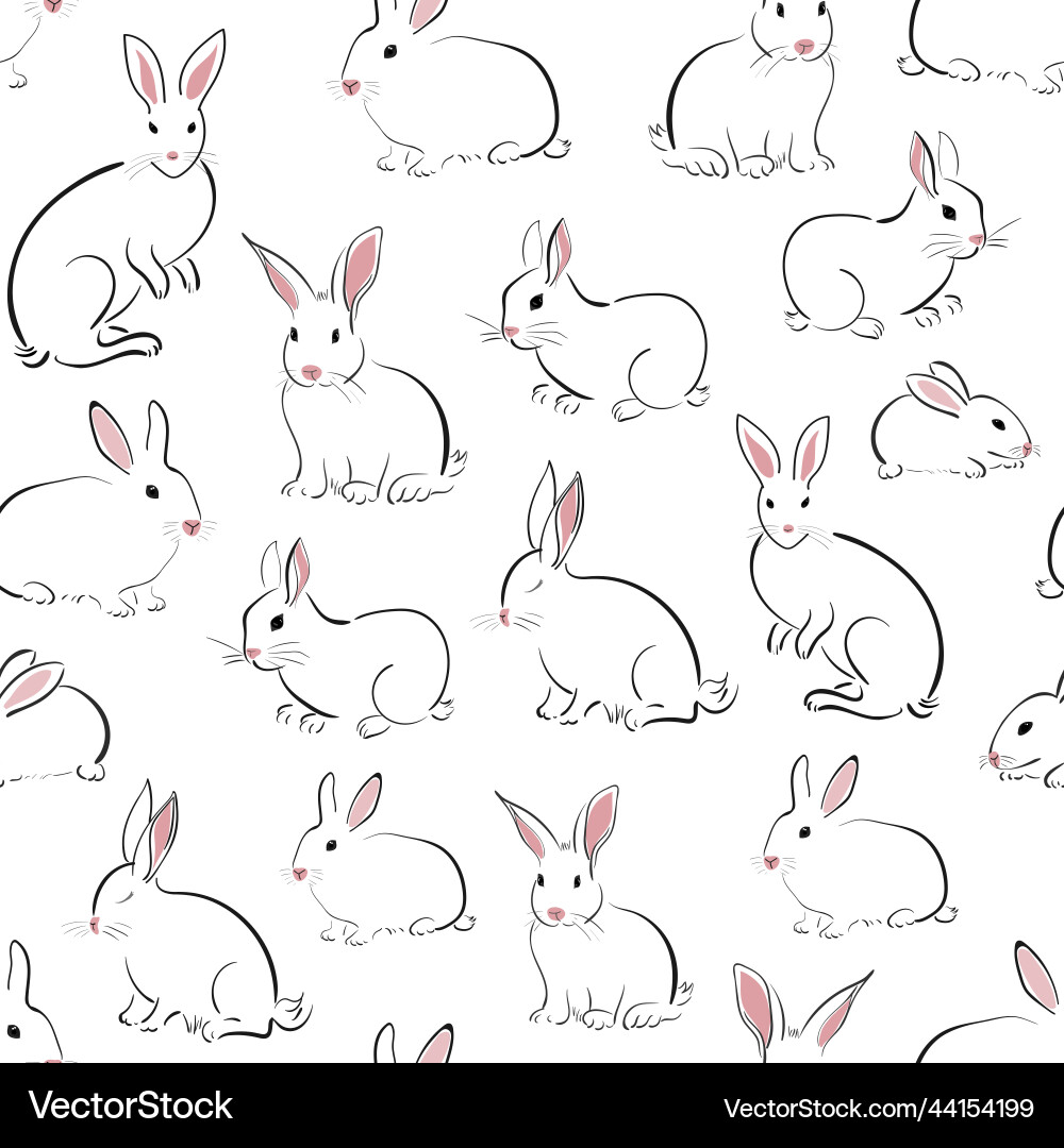Seamless pattern with cute rabbit or hare Seamless pattern with cute rabbit or hare vector image