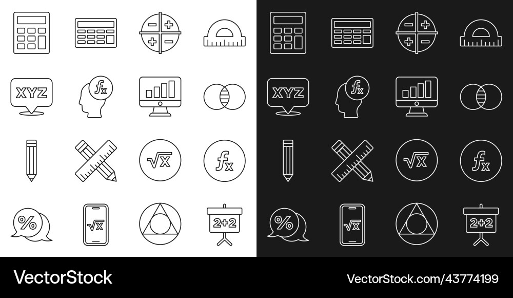 Set line chalkboard function mathematical symbol Set line chalkboard function mathematical symbol vector image