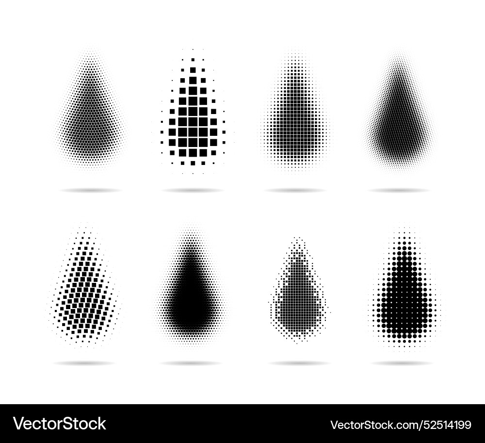 Set of halftone dots gradient pattern texture Set of halftone dots gradient pattern texture vector image