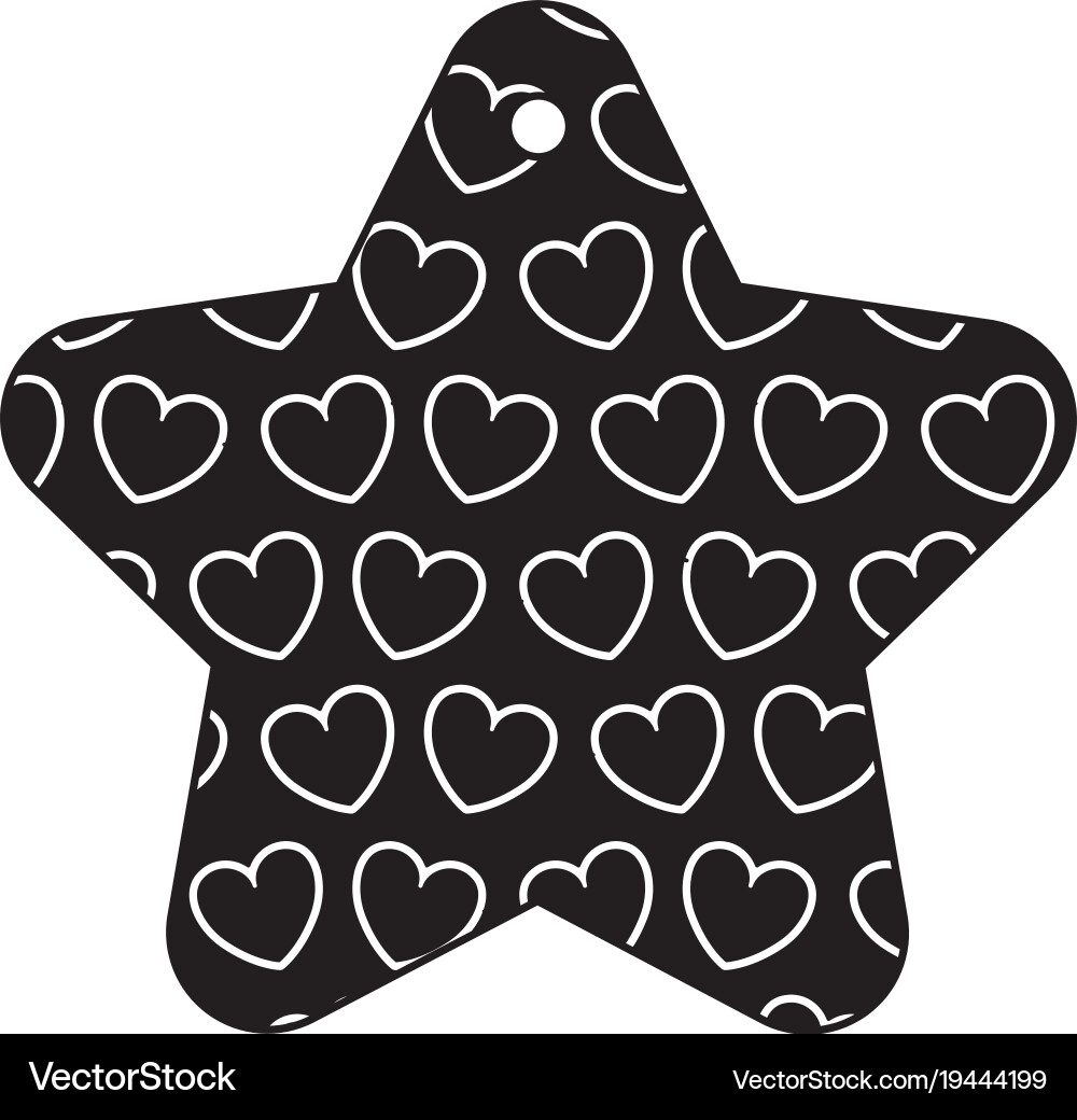 Star frame with hearts pattern background Vector Image