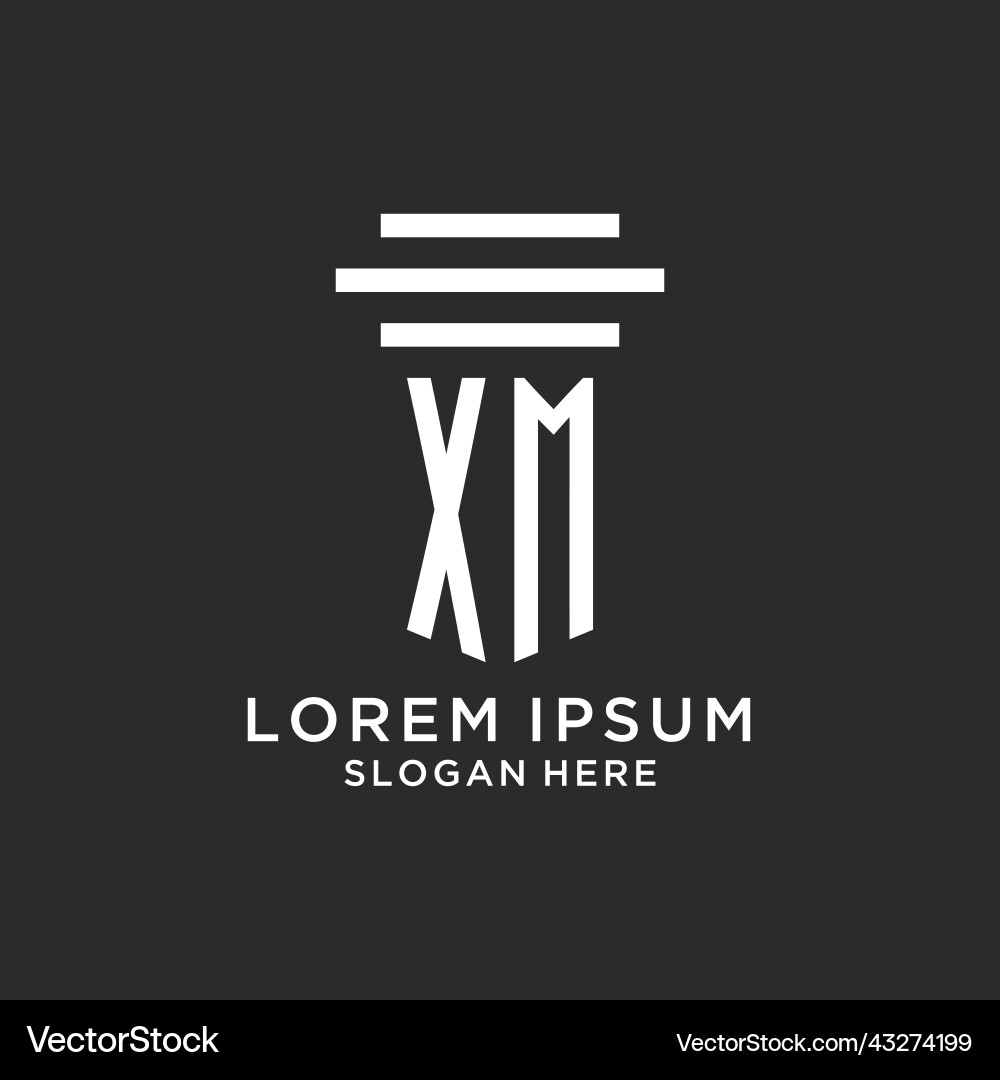Xm initials with simple pillar logo design Xm initials with simple pillar logo design Vector Image