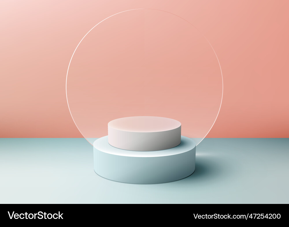 3d realistic blue podium stand with circle Vector Image