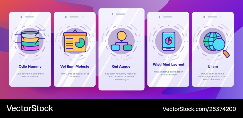 Analysing data onboarding Analysing data onboarding vector image