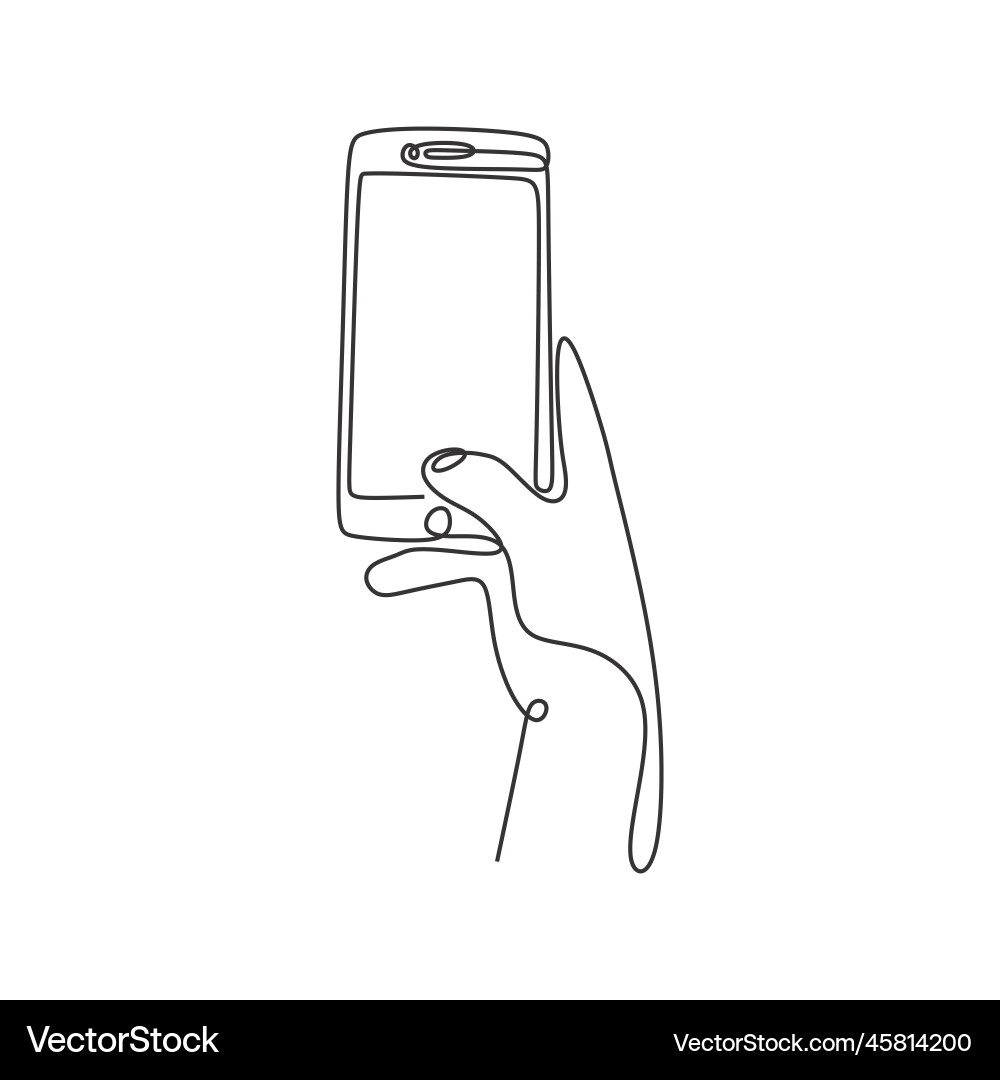 Continuous line drawing cellphone minimal design vector image