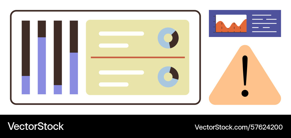 Data dashboard with analytics graphs charts vector image