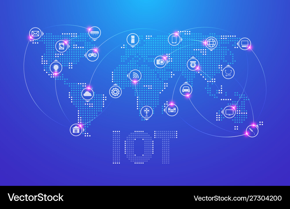 Iot internet things and network connection Iot internet things and network connection vector image