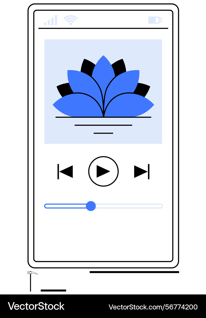 Minimalist music app interface with play controls Minimalist music app interface with play controls Vector Image
