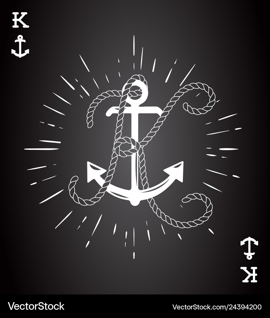 Nautical Rope Monogram with Playing Card Elements Vector Image