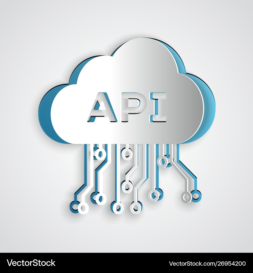 Paper cut cloud api interface icon isolated Paper cut cloud api interface icon isolated vector image