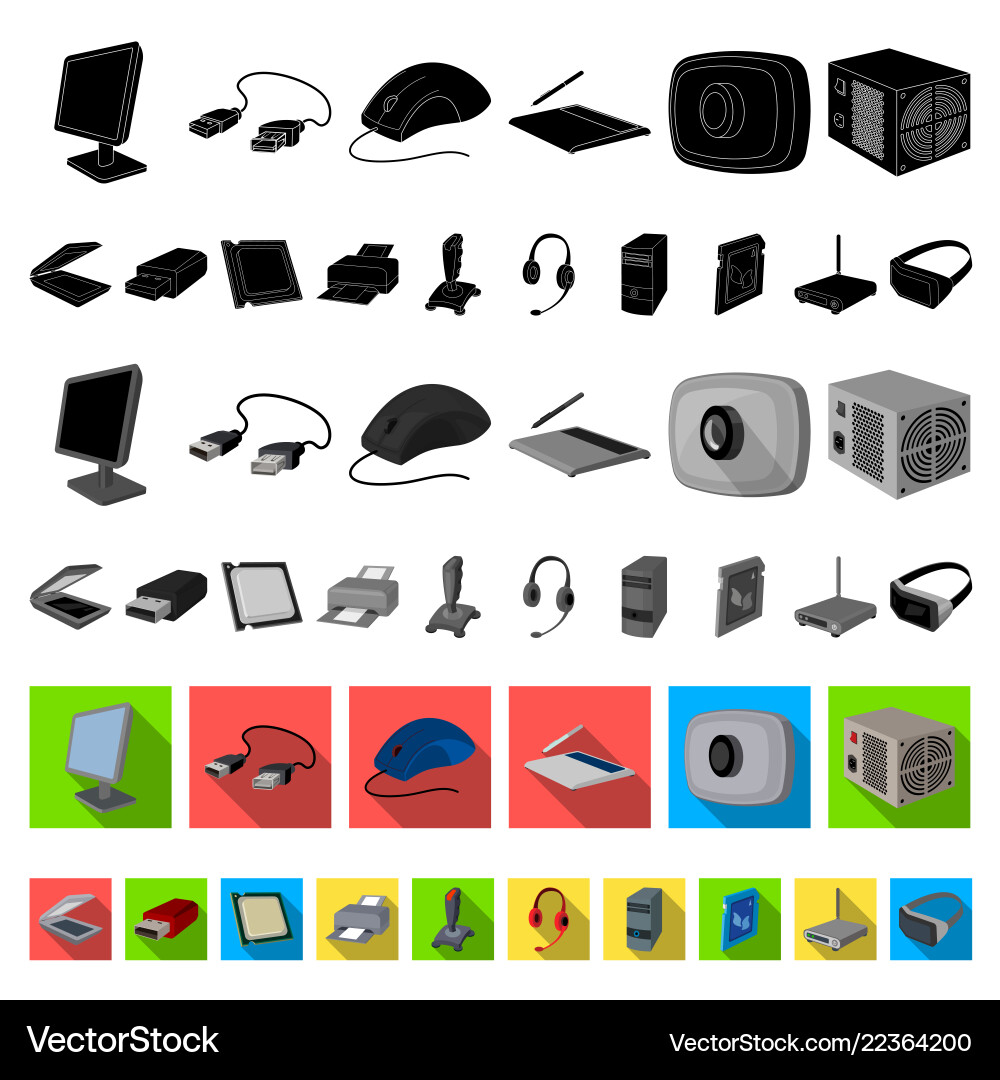 Personal computer flat icons in set collection Personal computer flat icons in set collection Vector Image