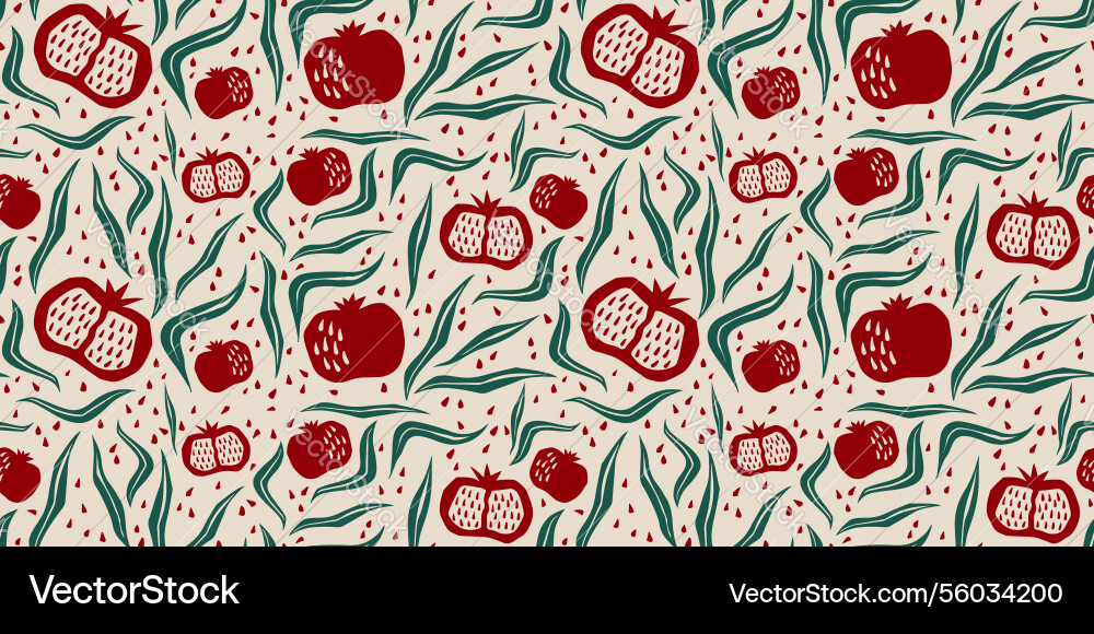Pomegranate seamless pattern in boho style Vector Image