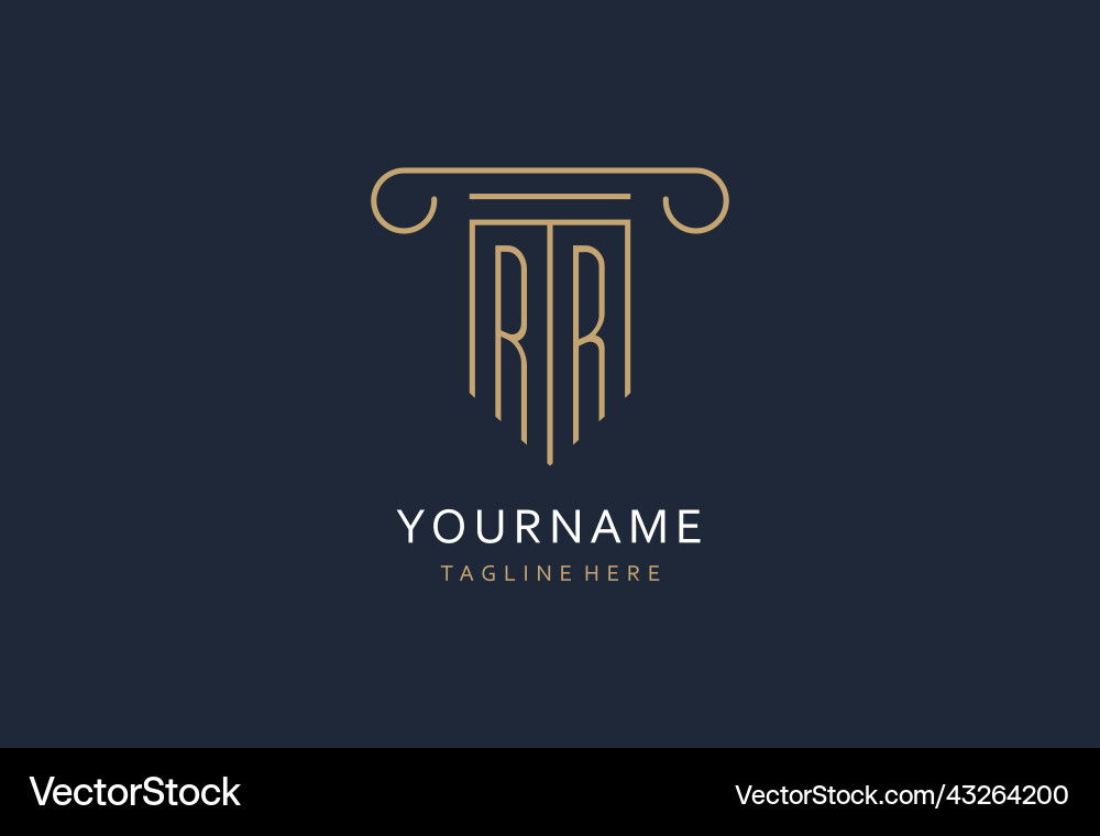 Rr initial with pillar shape logo design creative Vector Image