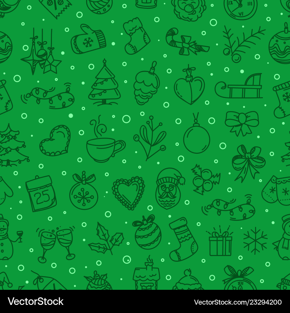 Seamless green pattern card with holiday objects Seamless green pattern card with holiday objects vector image