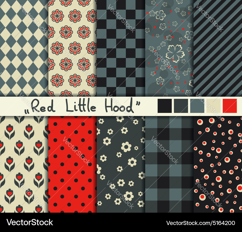 Set of 10 simple seamless patterns vector image