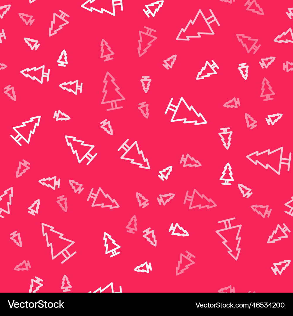 White line tree icon isolated seamless pattern Vector Image
