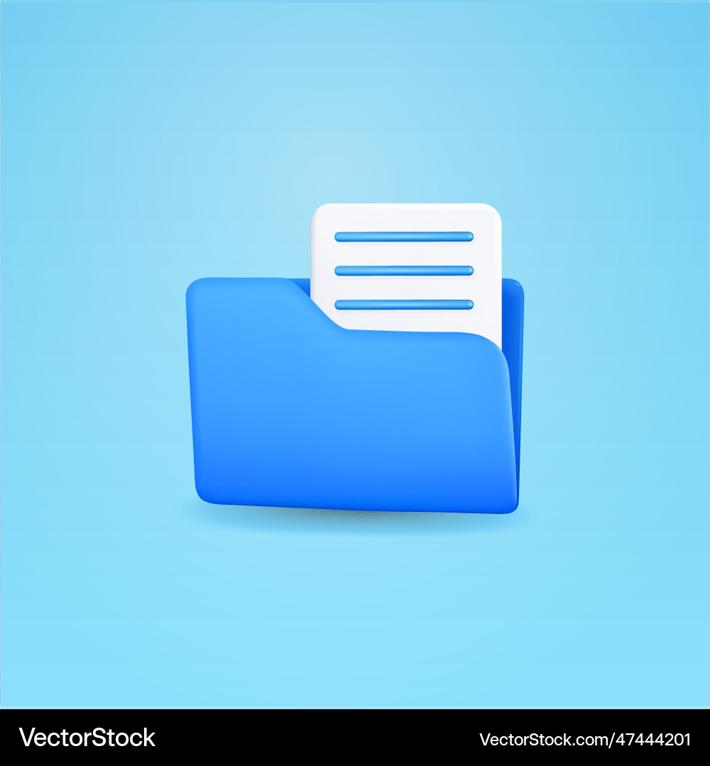 3d minimal folder and file isolated on background Vector Image
