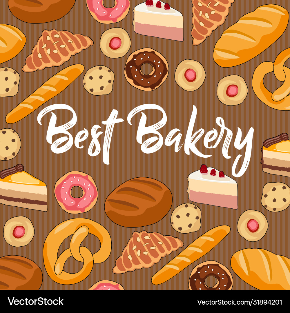 Backwaren mit handgemachten Donuts Cookies Kuchen Vektorbild