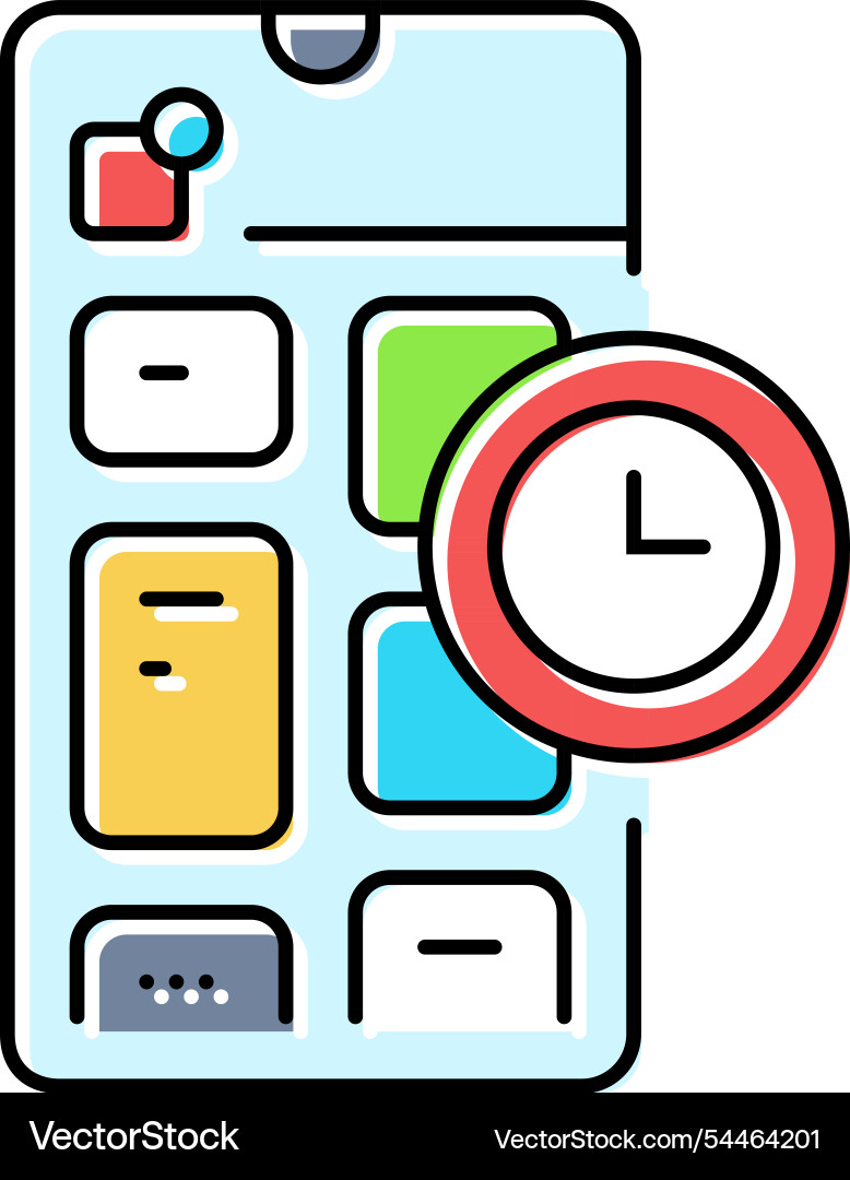 Blocking app time management color icon Vector Image