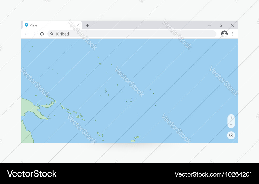 Browser window with map of kiribati searching Vector Image