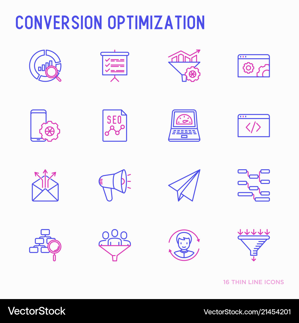 Conversion optimization thin line icons set Conversion optimization thin line icons set vector image