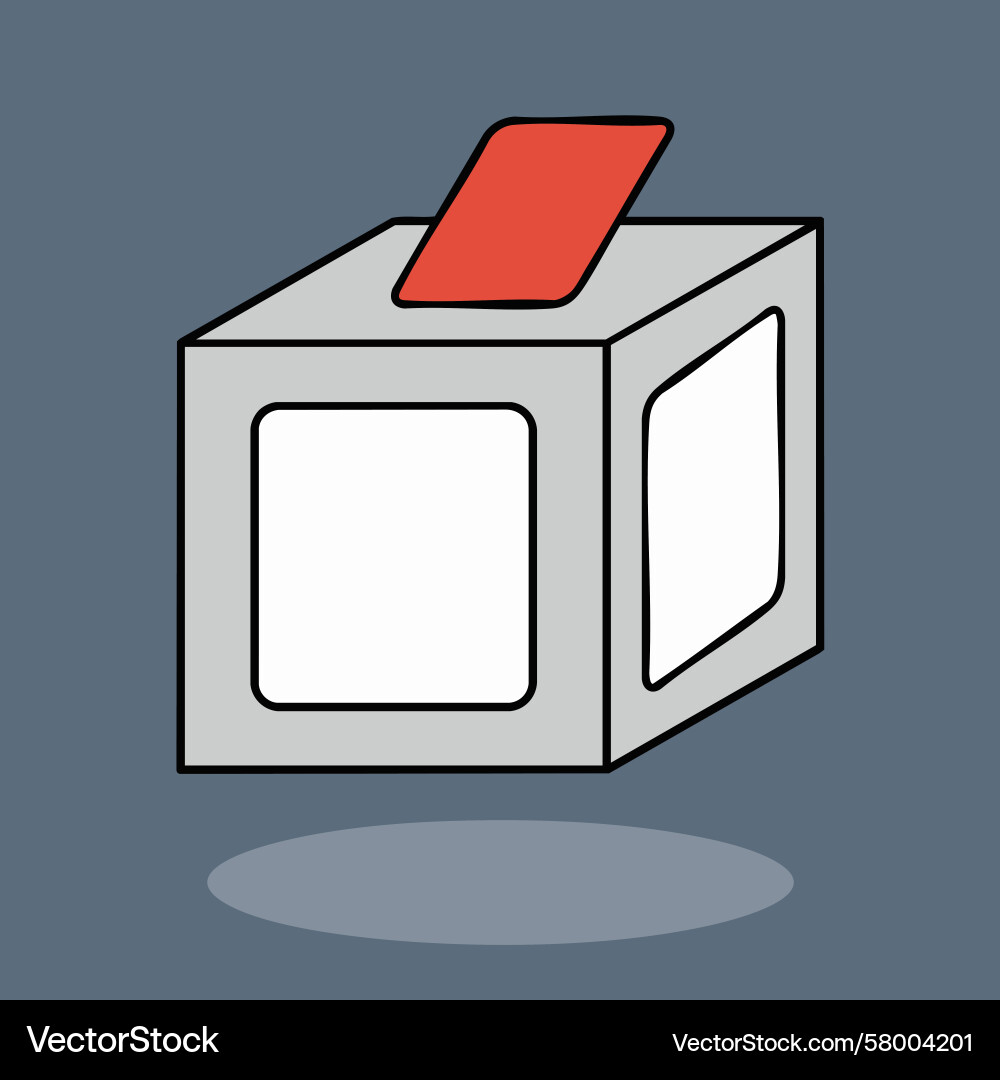 Flat Ballot Box Icon - Voting Element Vector Image