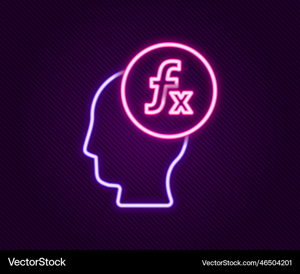 Glowing neon line function mathematical symbol Glowing neon line function mathematical symbol vector image