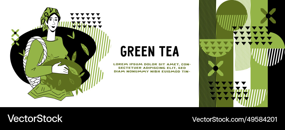 Green or herbal tea label with abstract elements Green or herbal tea label with abstract elements vector image