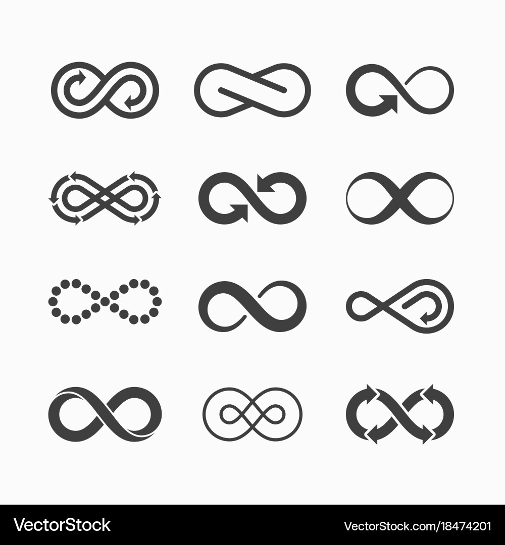 Infinity Symbol Icons - Loop Variations Vector Image