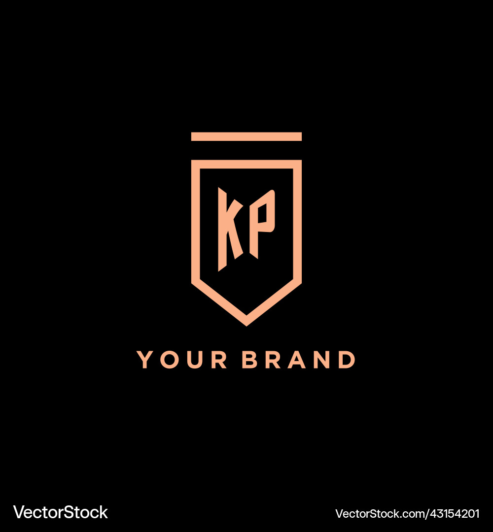 Kp monogram initial with shield logo design icon Kp monogram initial with shield logo design icon vector image