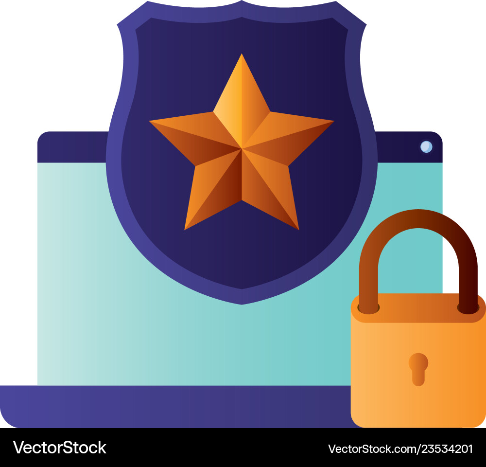Laptop-Bildschirm mit Schild und Sternsymbol isoliert Laptop-Bildschirm mit Schild und Sternsymbol isoliert vektorbild