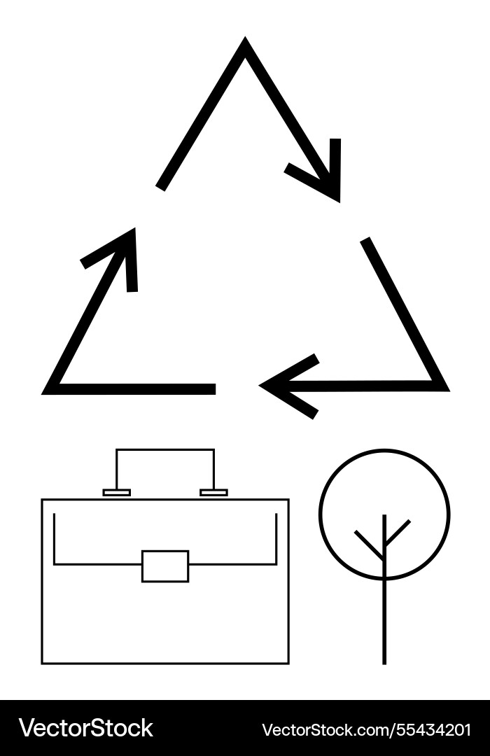 Minimalistic recycling triangle with briefcase Minimalistic recycling triangle with briefcase Vector Image